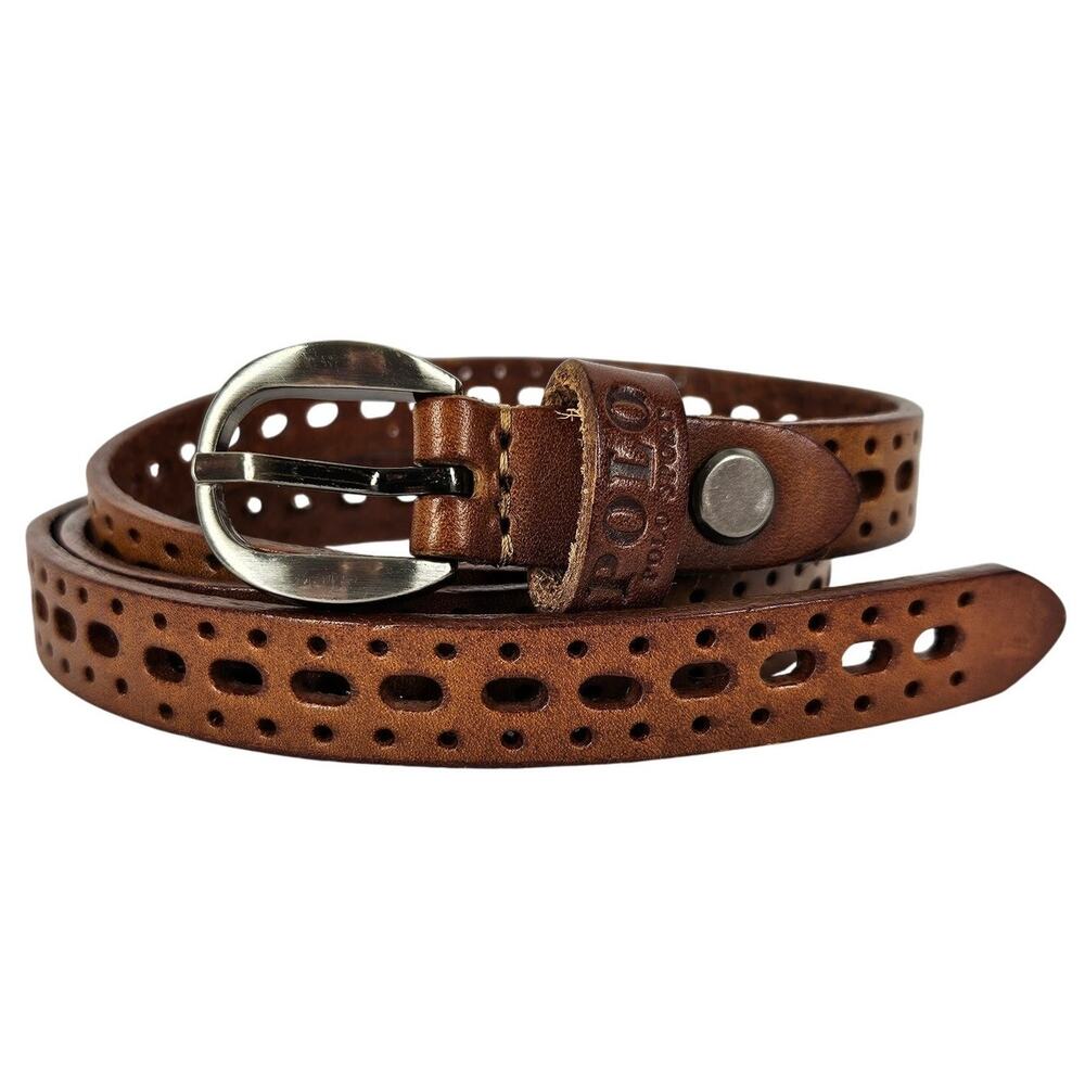 POLO SPORT WOMEN'S BROWN BELT, 40" LENGTH, 0.5" WIDTH, STYLISH AND DURABLE